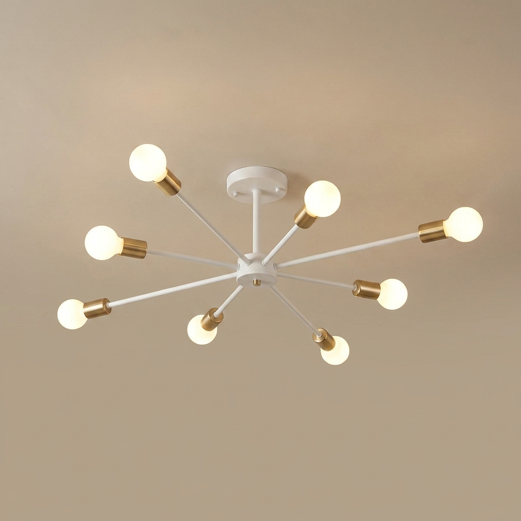 Cavell semi-flush ceiling light, white 8 orbs