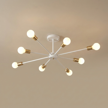 Cavell semi-flush ceiling light, white 8 orbs