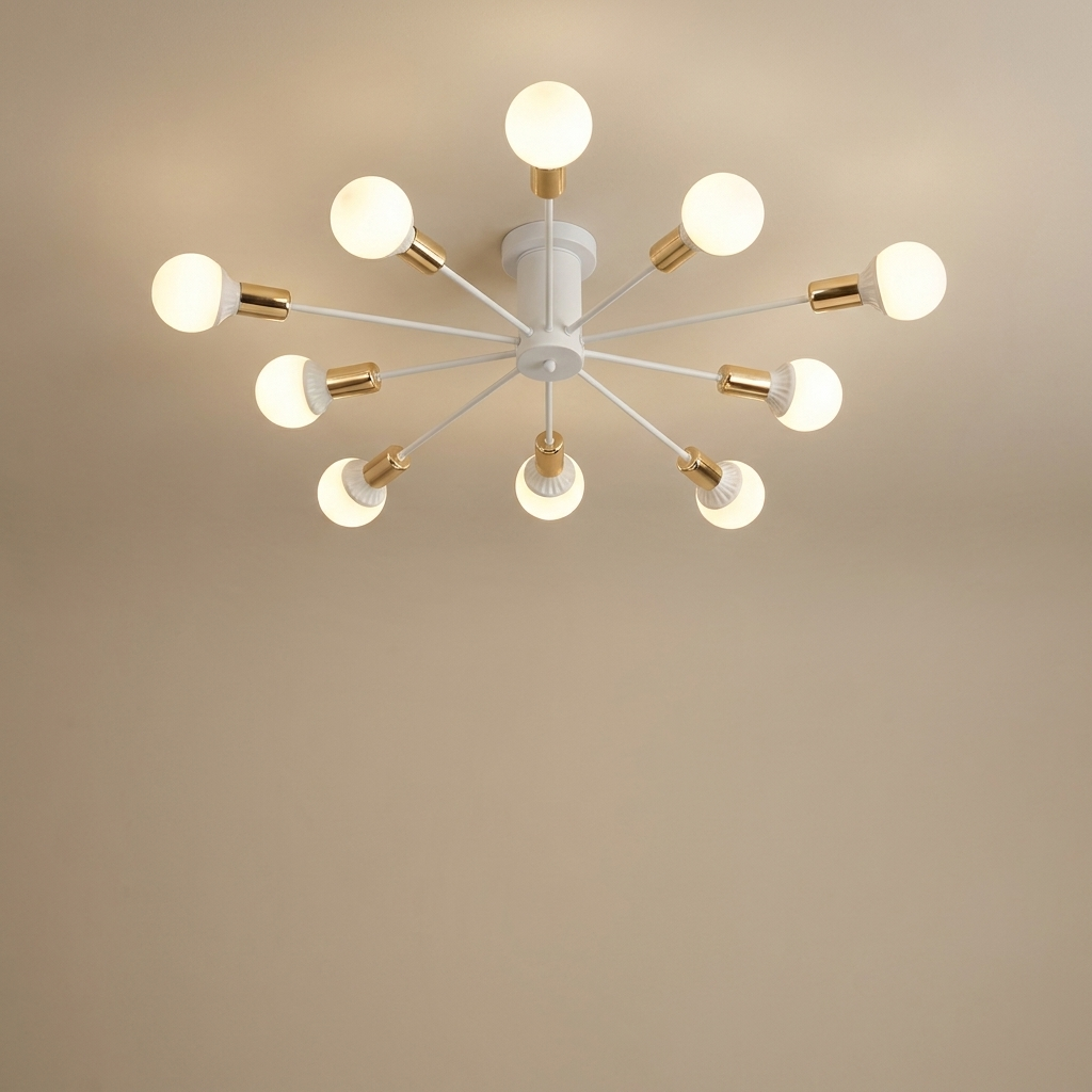 Cavell semi-flush ceiling light, white 10 orbs