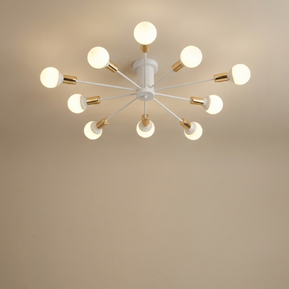 Cavell semi-flush ceiling light, white 10 orbs