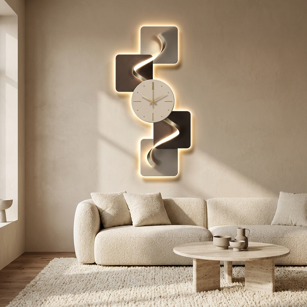 Ciran backlit wall clock styled in a living room
