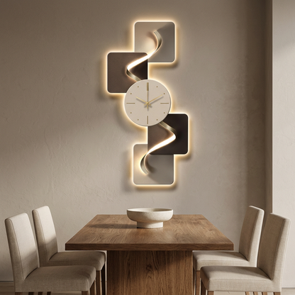 Ciran backlit wall clock styled in a dining room
