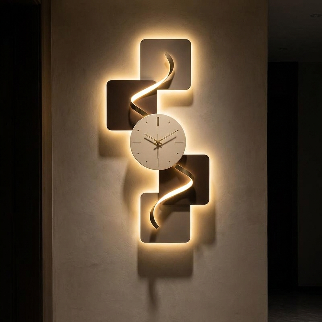 Ciran backlit wall clock, lit at night