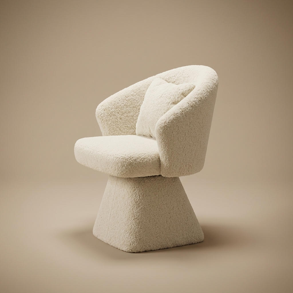 Cirque Vanity Chair — Ivory Bouclé