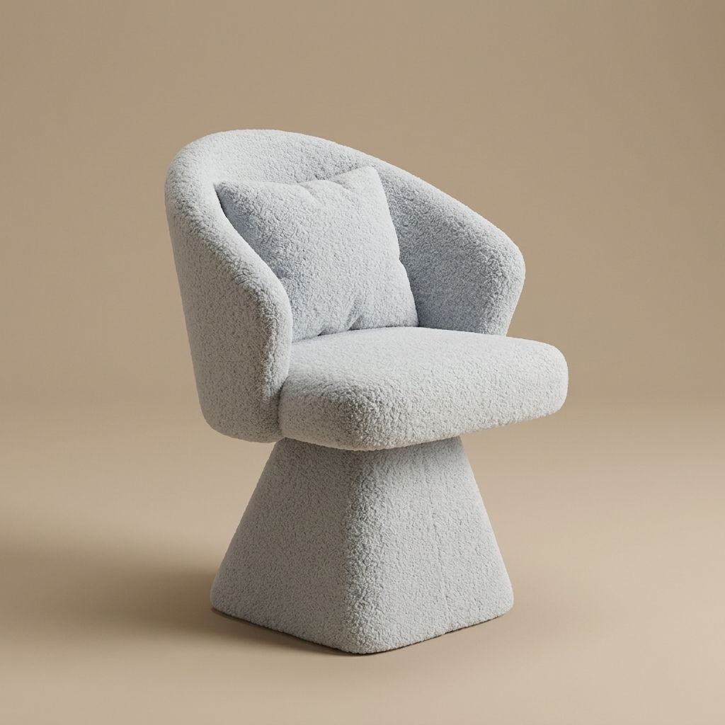 Cirque Vanity Chair — Dove Grey Bouclé