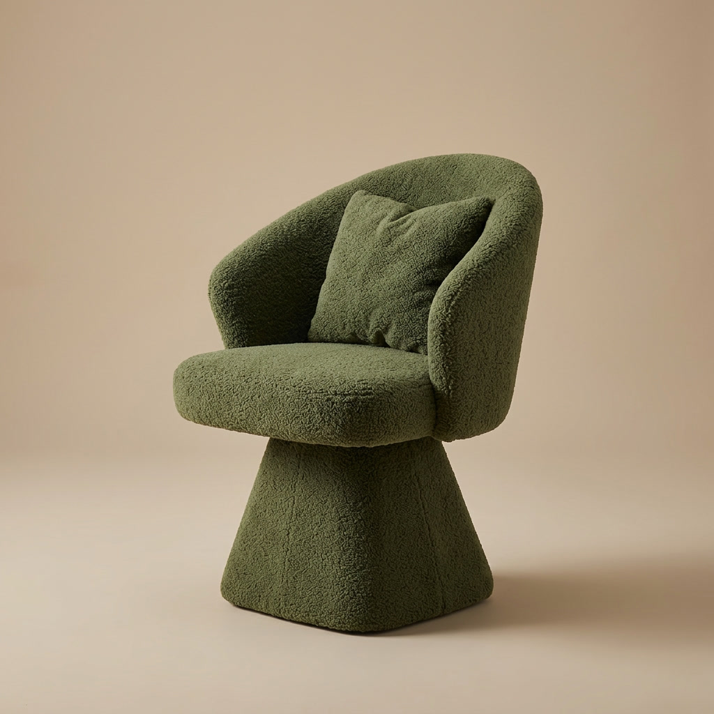 Cirque Vanity Chair — Forest Bouclé