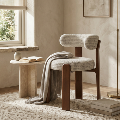Clea dining chair styled in a reading corner