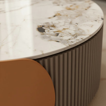 Solene Nesting Tables - marble and fluted base detail