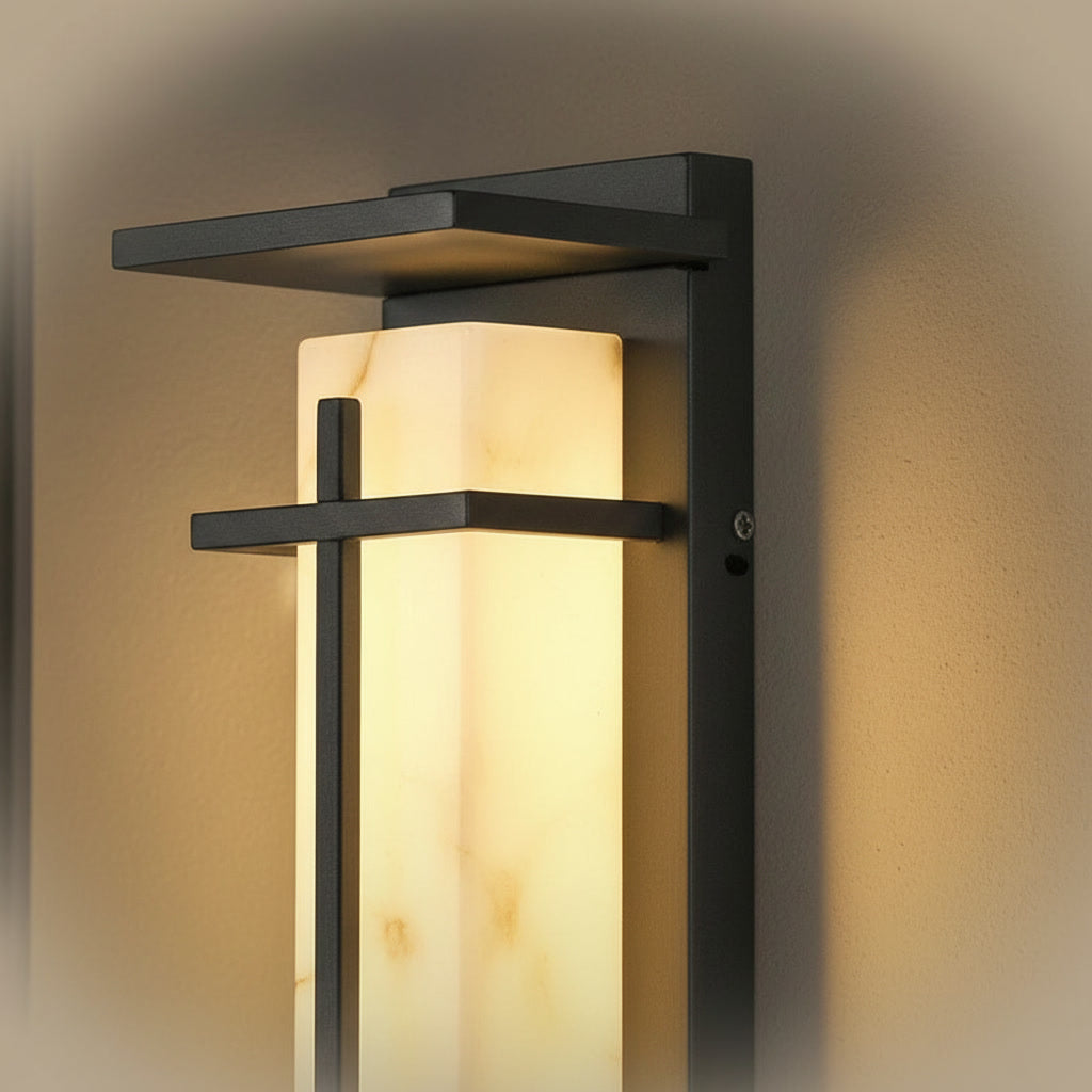 Halcyon Wall Sconce - marble and frame detail