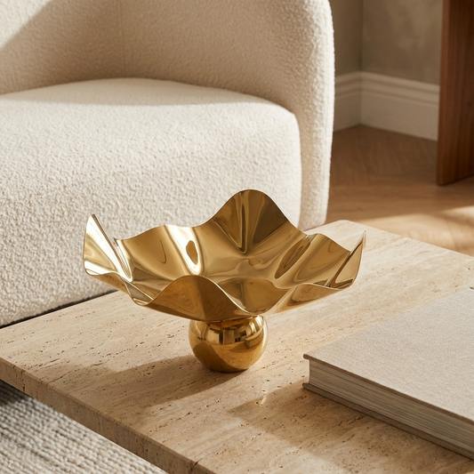 Copal footed tray styled in a living room
