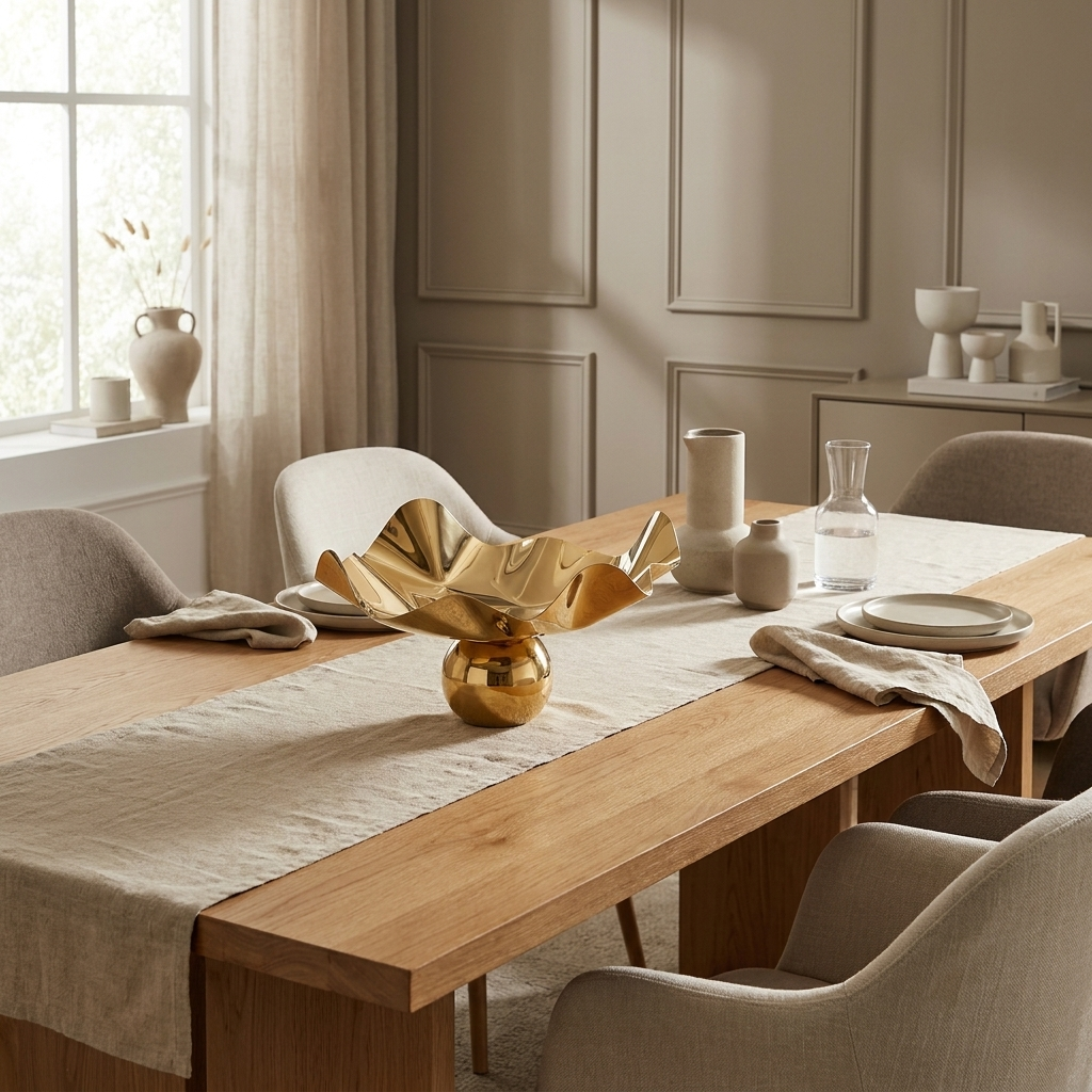 Copal footed tray styled in a dining room
