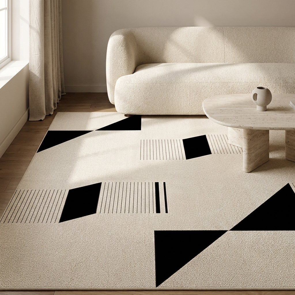 Corfu rug styled in a living room