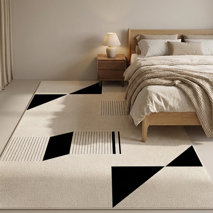 Corfu rug styled in a bedroom