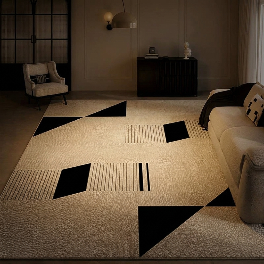 Corfu rug, lit at night