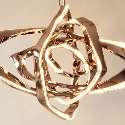 Calix Art Pendant, ribbon and light detail
