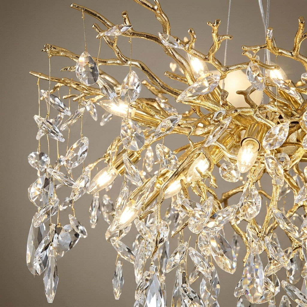Elowen Crystal Branch Chandelier, branch and crystal detail