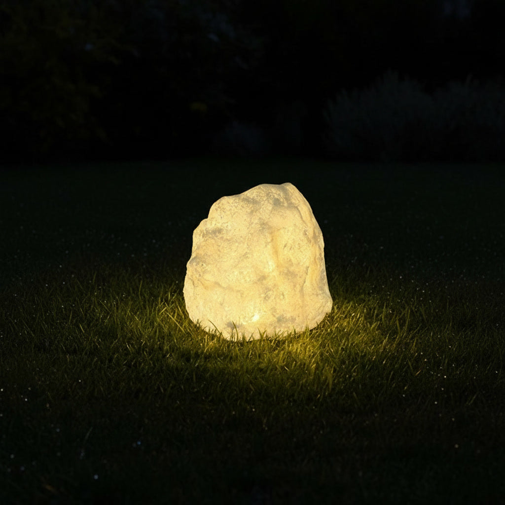 Cairn Stone Lamp - Glowing at night
