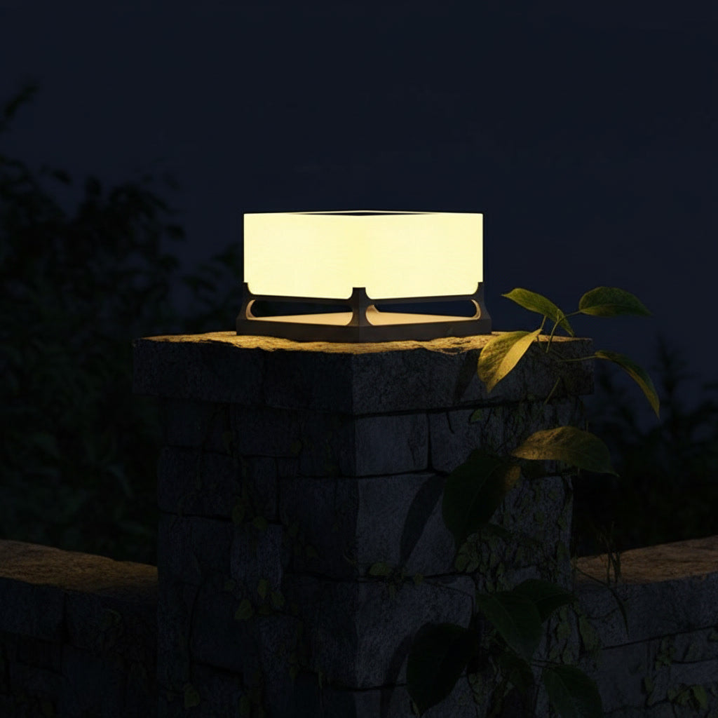 Polaris Pillar Light - glowing at night