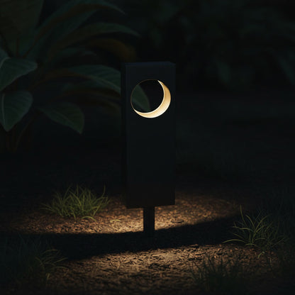 Lunaris Solar Bollard - glowing at night