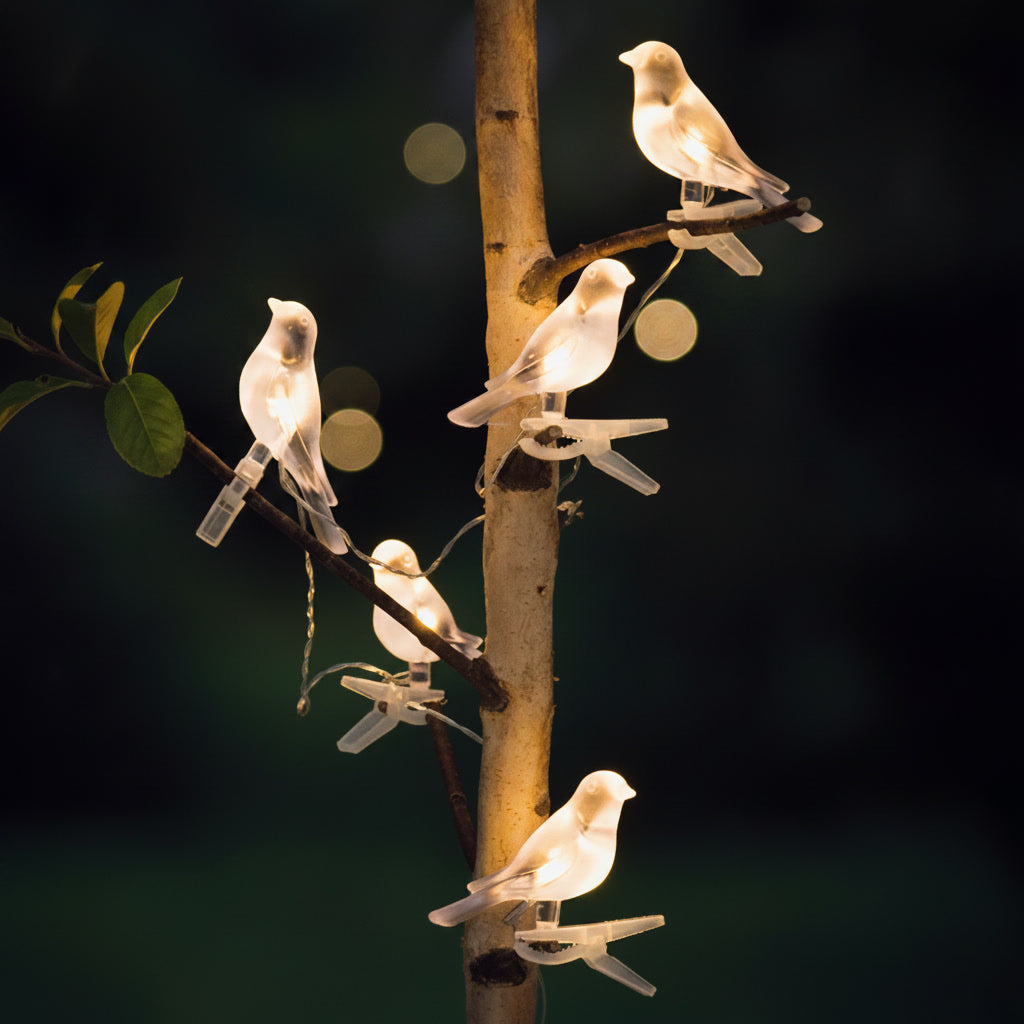 Songbird Solar String - Glowing at night
