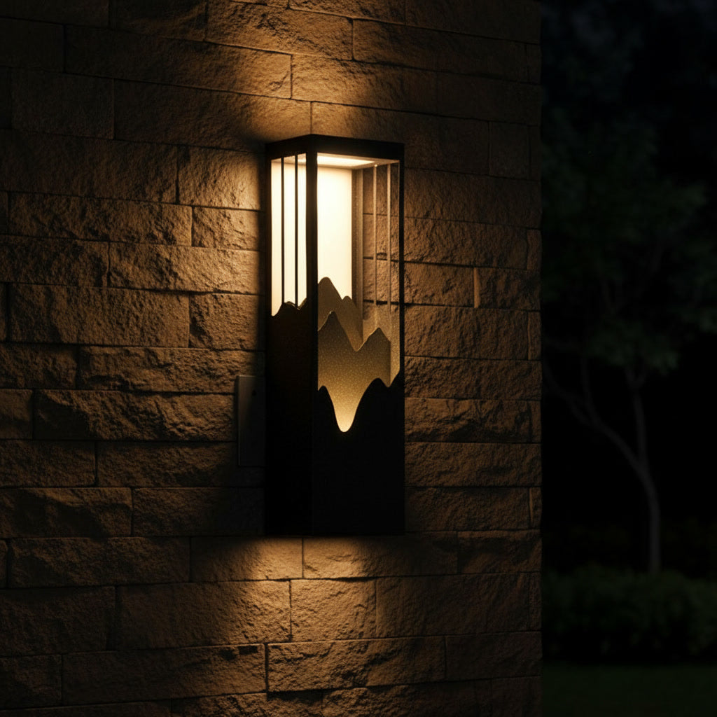 Cascade Outdoor Sconce - Lit at Night