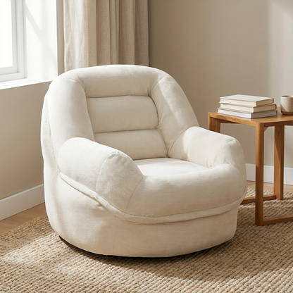 Divan floor lounge chair styled in a reading corner