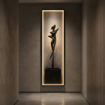 Drift backlit wall art panel, lit at night