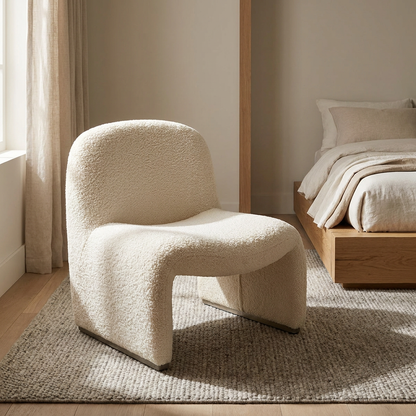 Fable accent chair styled in a bedroom