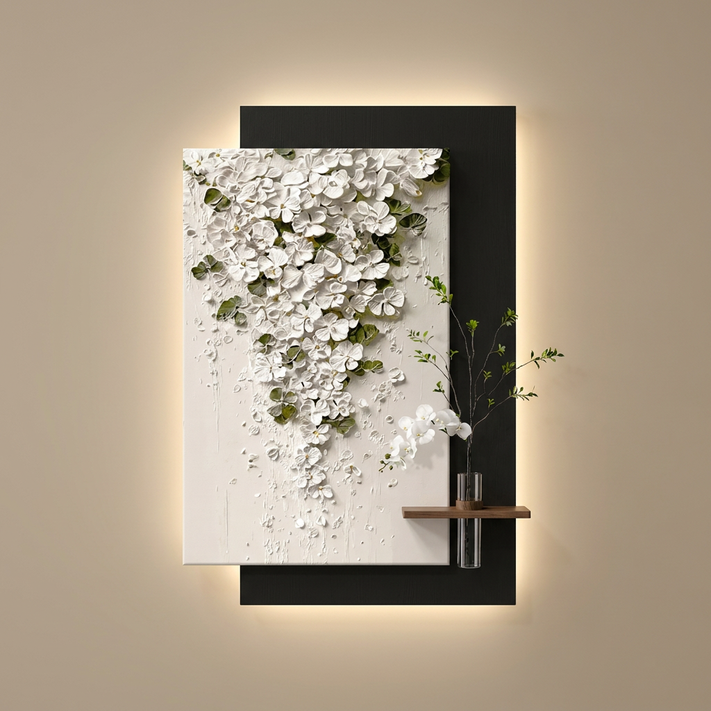 Fern backlit wall art panel, style a