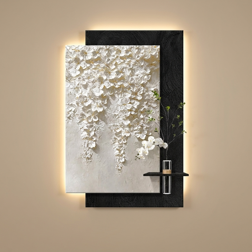 Fern backlit wall art panel, style b