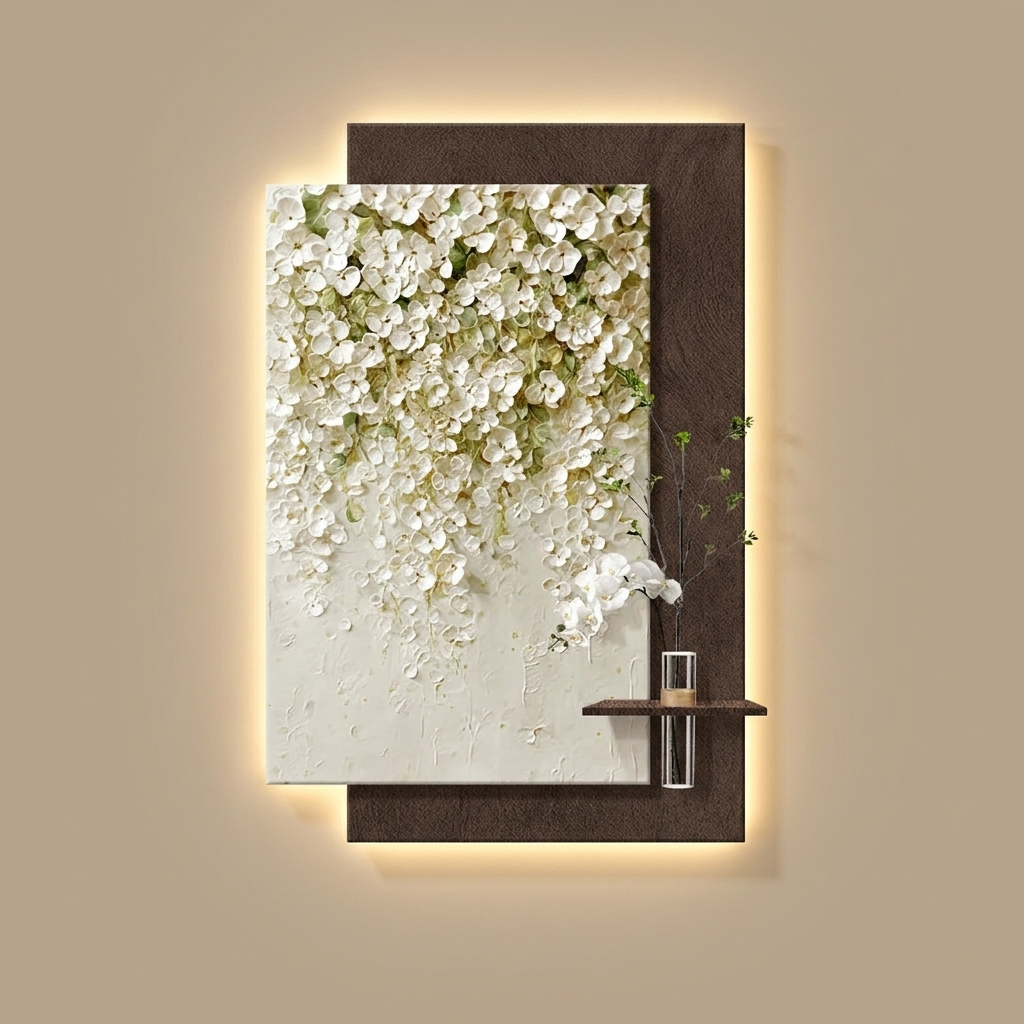 Fern backlit wall art panel, style d