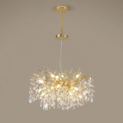 Elowen Crystal Branch Chandelier in gold