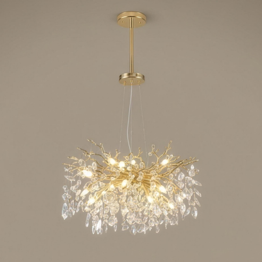 Elowen Crystal Branch Chandelier in gold