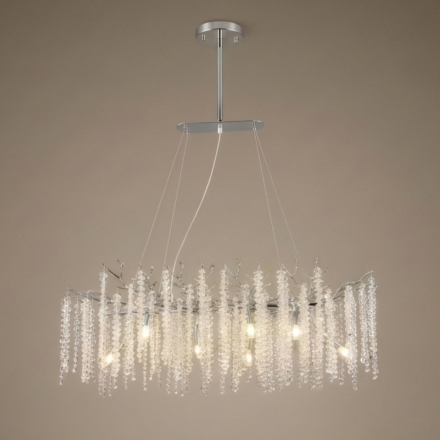 Liora Crystal Cascade Chandelier, long, in silver