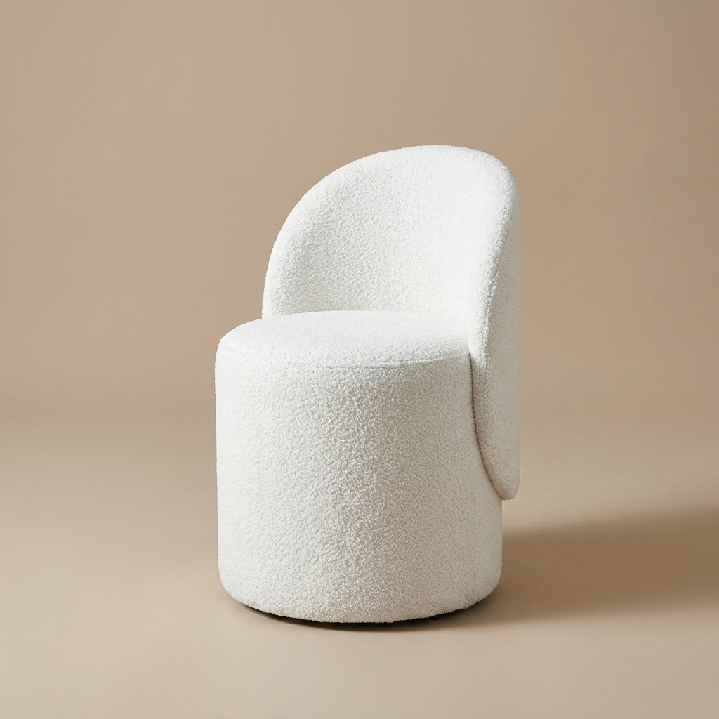 Fleece Vanity Stool — White