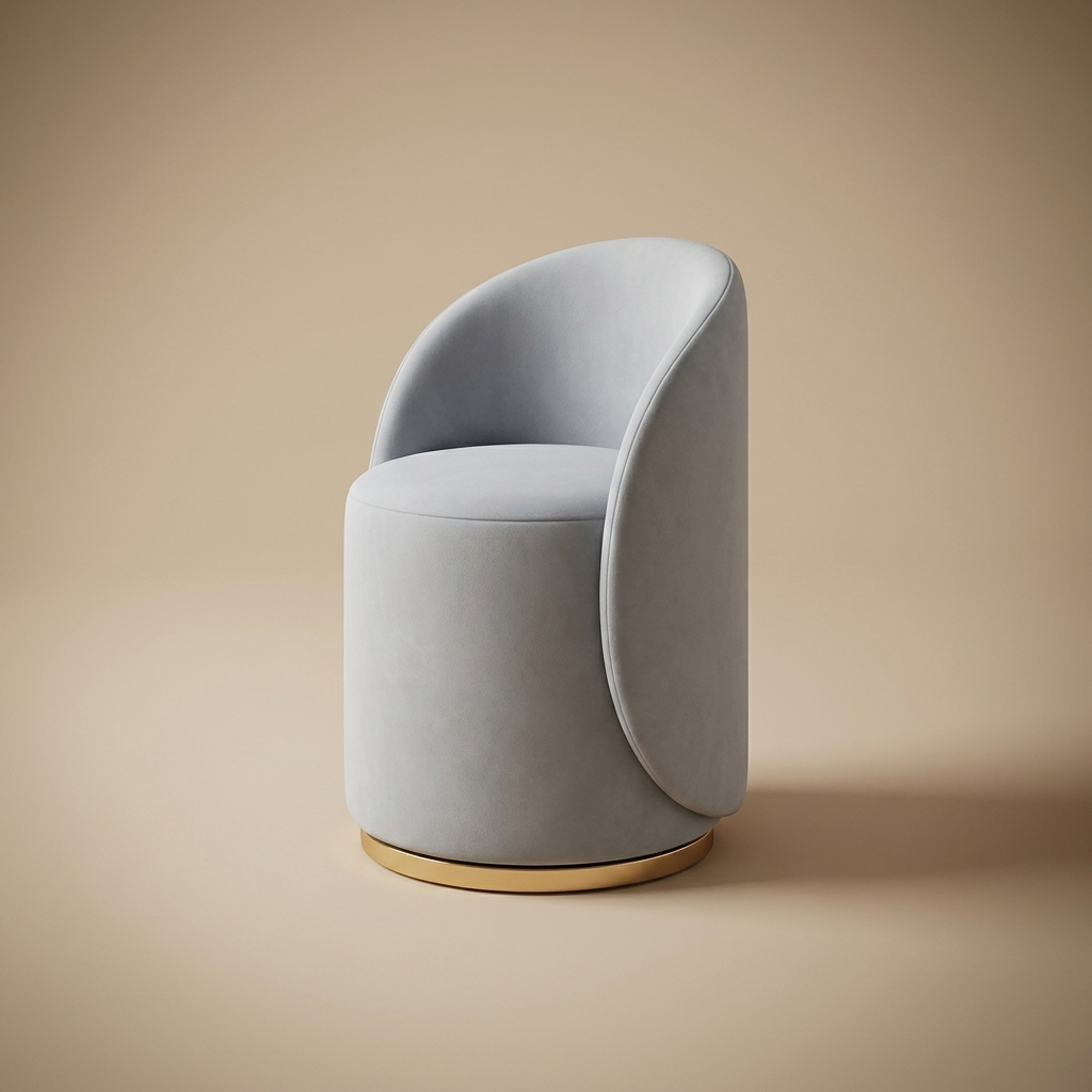 Fleece Vanity Stool — Dove Grey