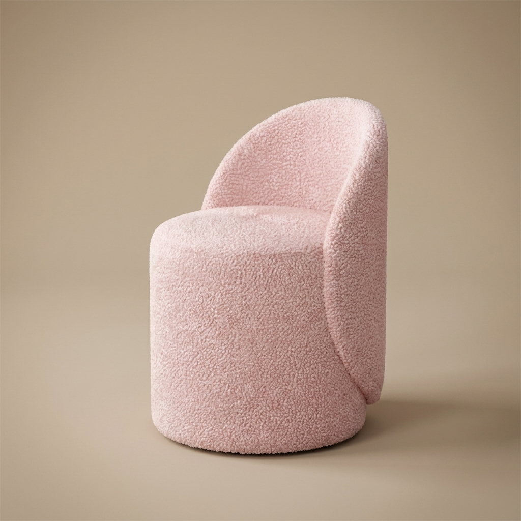 Fleece Vanity Stool — Pink