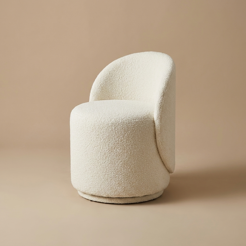 Fleece Vanity Stool — Ivory