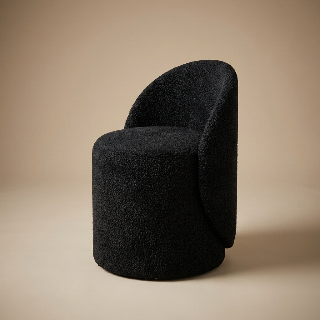 Fleece Vanity Stool — Onyx