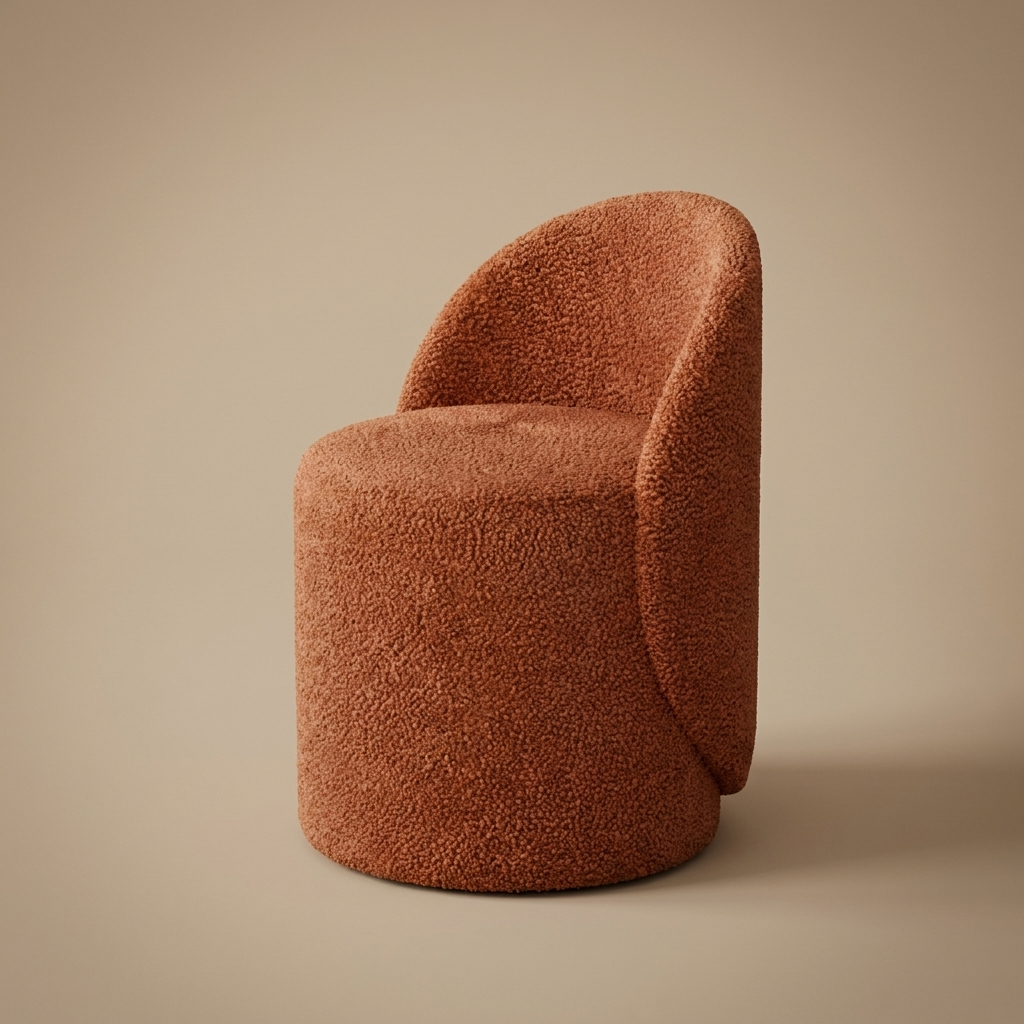 Fleece Vanity Stool — Rust