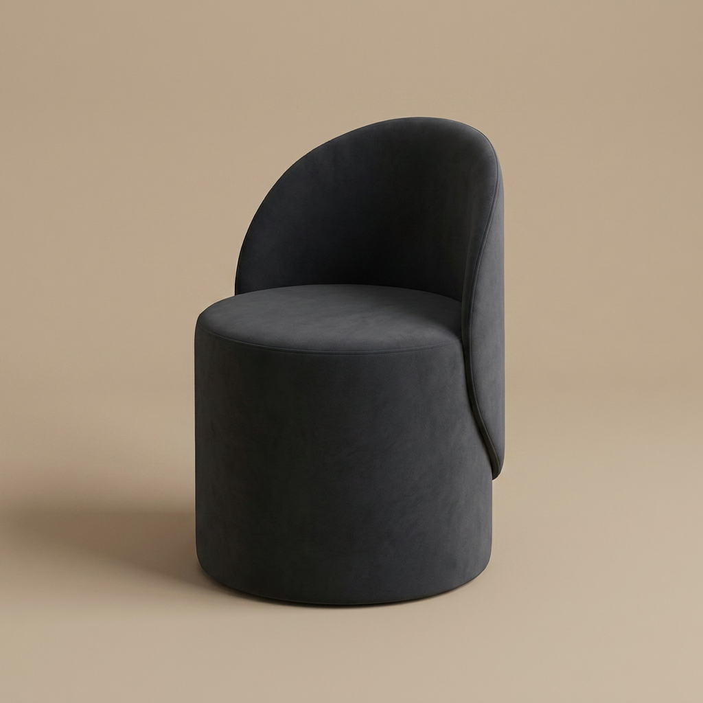 Fleece Vanity Stool — Charcoal