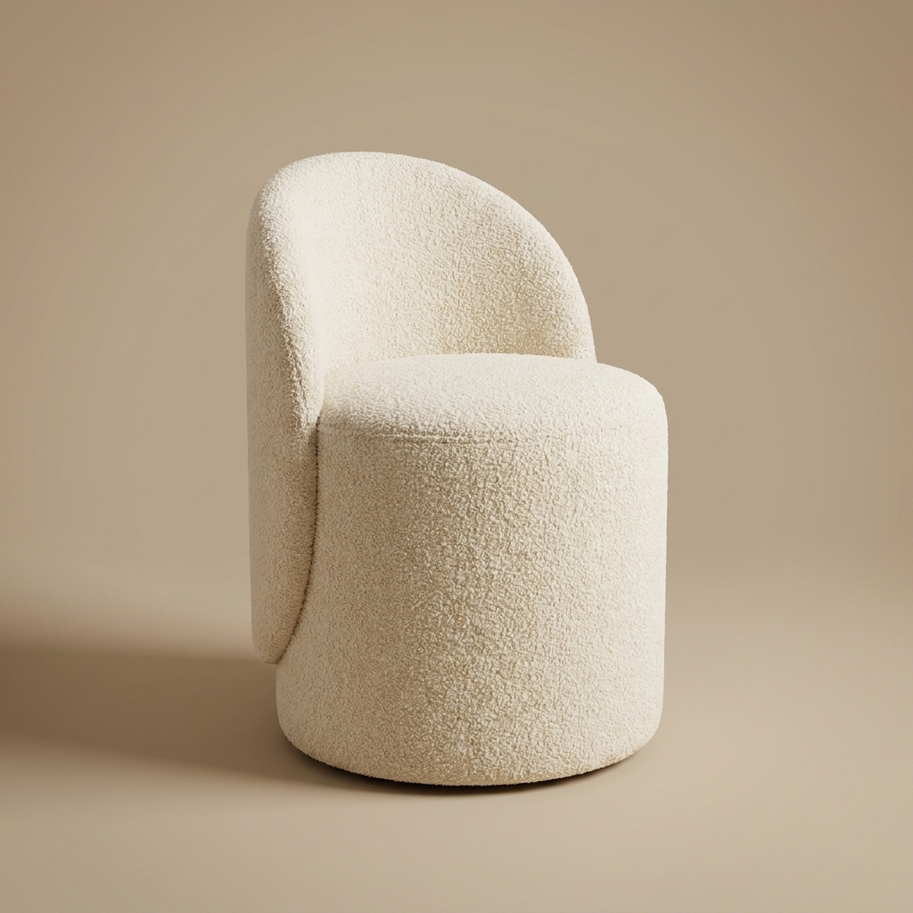 Fleece Vanity Stool — Cream