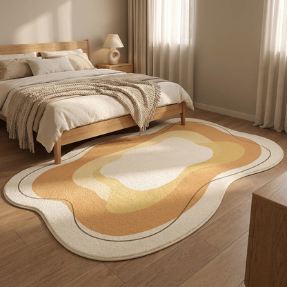 Florin rug styled in a bedroom