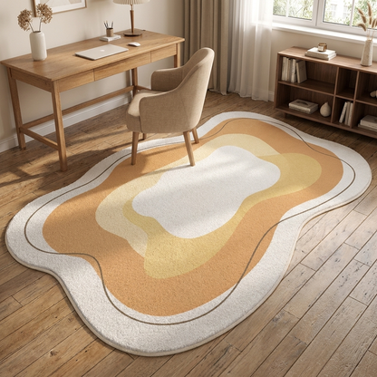 Florin rug styled in a study