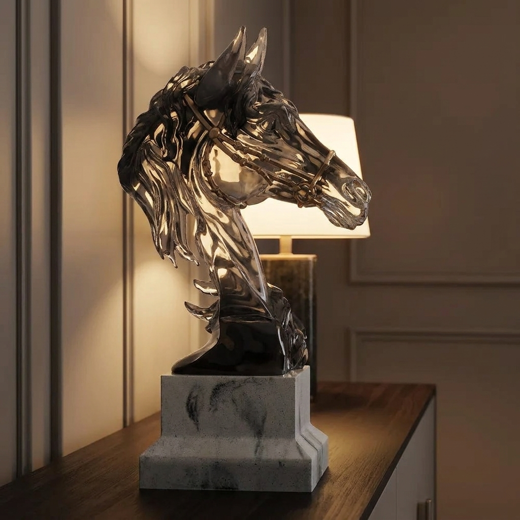 Galen figurine, lit at night