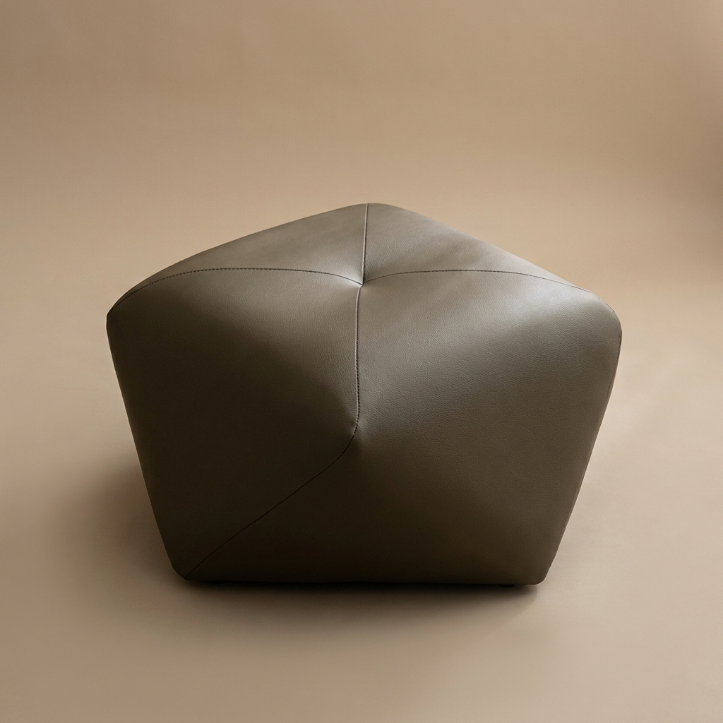 Halsey stool, leather leaf brown