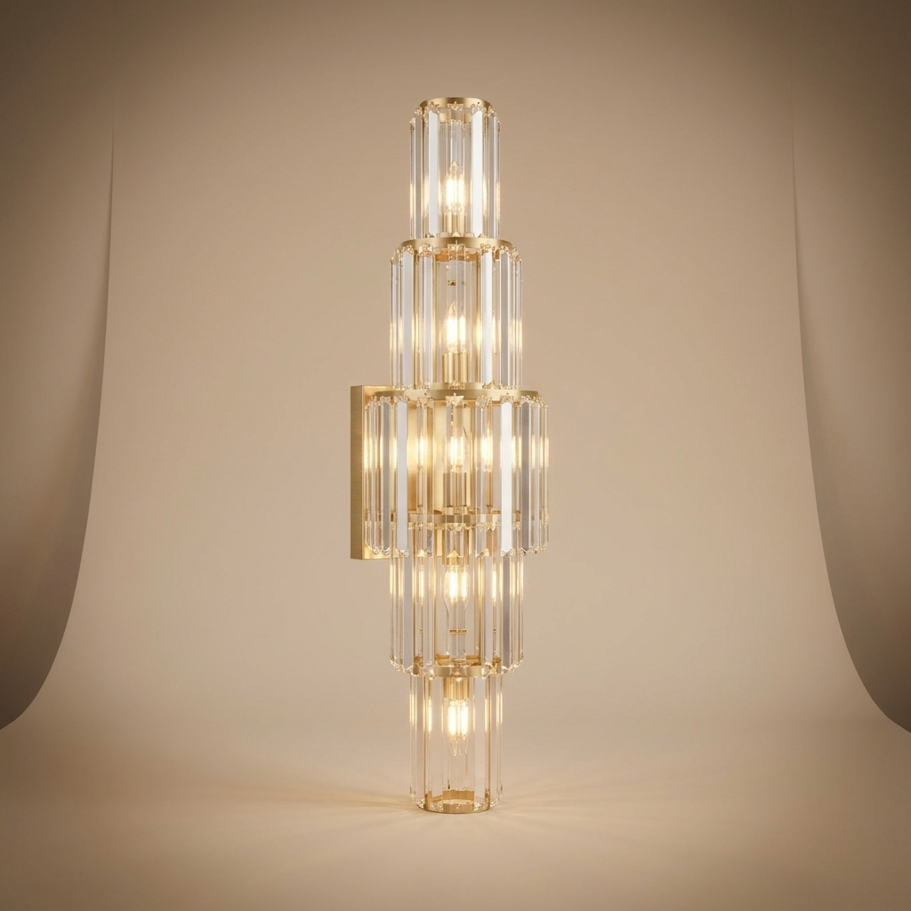 Aurelia crystal wall sconce, small three-tier