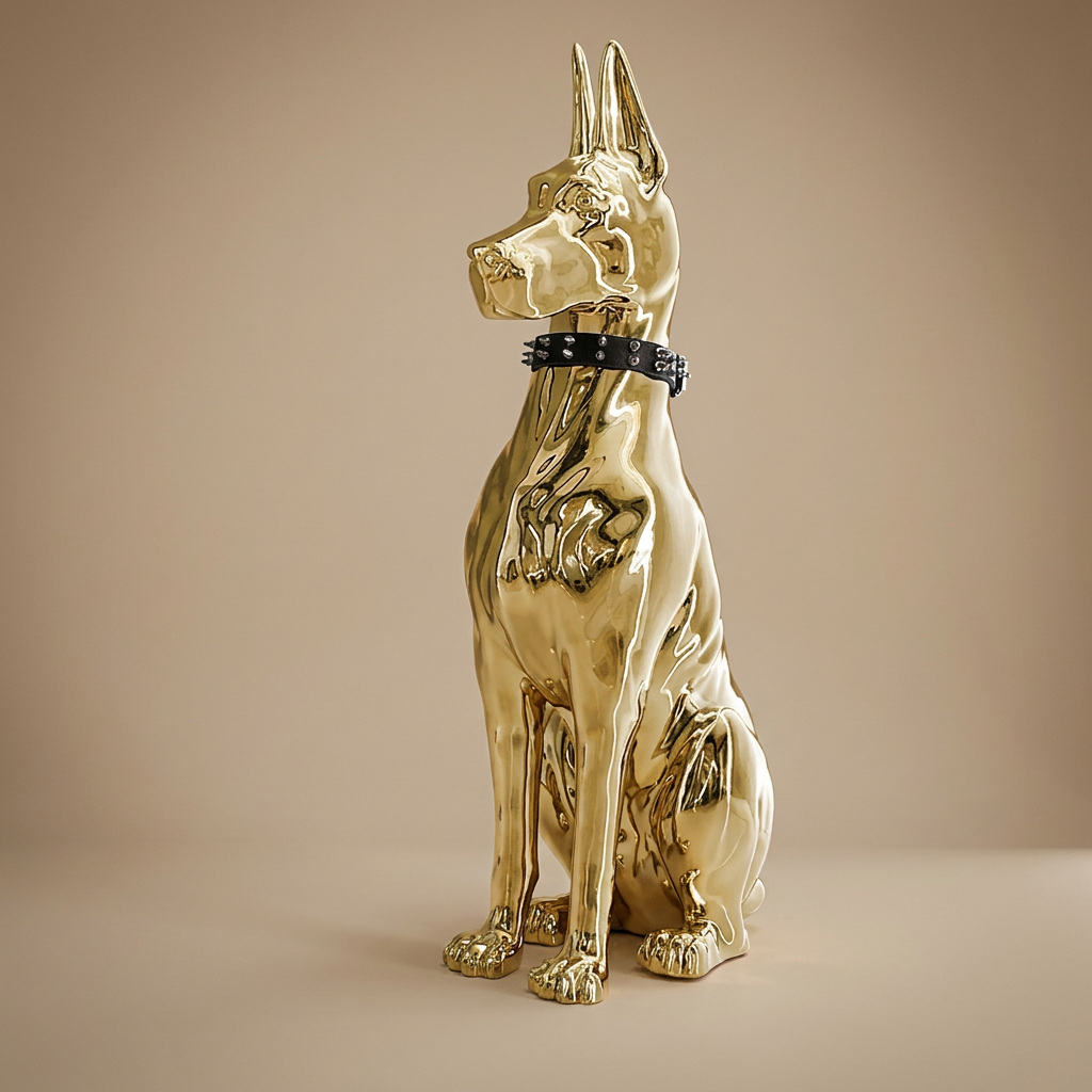 Hound sculpture, gold
