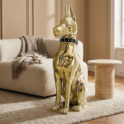 Hound sculpture styled in a living room