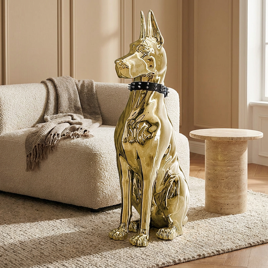 Hound sculpture styled in a living room
